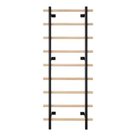 Swedish Ladder Wall Gym, 9-Level Swedish Ladder Suspension Trainer, 330LBS Loading Solid Wood + Carbon Steel Gymnastics Stall Bars for Adult