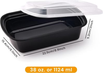 38oz Meal Prep Containers, Extra Large &Thick Food Storage Containers with Lids, Reusable Plastic,Disposable Bento Box,Stackable
