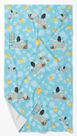 Black Poodle in Bathtub Bath Towel Large Oversized Plush Fitness Body Towel, Ultra Soft Absorbent Quick Drying, 42"L x 24"W