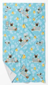 Brown French Bulldog in Bathtub Bath Towel Large Oversized Plush Fitness Body Towel, Ultra Soft Absorbent Quick Drying, 42"L x 24"W