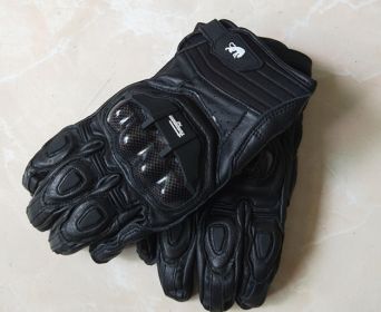 High quality Genuine Leather Men's Motorcycle Gloves AFS6 AFS10 AFS18 Motocross Protection Gloves Guantes Rekawice Motocyklowe (Color: AFS 6 Black, size: XL)
