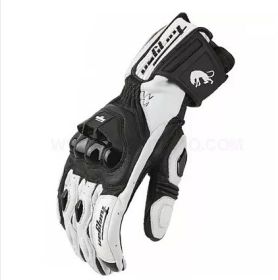 High quality Genuine Leather Men's Motorcycle Gloves AFS6 AFS10 AFS18 Motocross Protection Gloves Guantes Rekawice Motocyklowe (Color: AFS 18  Black white, size: M)