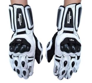 High quality Genuine Leather Men's Motorcycle Gloves AFS6 AFS10 AFS18 Motocross Protection Gloves Guantes Rekawice Motocyklowe (Color: AFS 10  White, size: M)