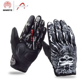 Vemar Summer Motorcycle Gloves Men Skull Mesh Moto Gloves Motorcyclist Touch Screen Biker Gloves guantes moto Black VE-203 (Color: Skull, size: XXL)