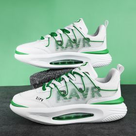 Summer breathable couple air cushion fashion casual shoes men's and women's fashion comfortable breathable sneakers men's fashion shoes (Color: White green, size: 41)
