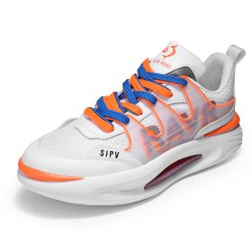 Summer breathable couple air cushion fashion casual shoes men's and women's fashion comfortable breathable sneakers men's fashion shoes (Color: White orange, size: 39)