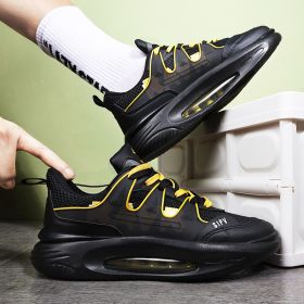 Summer breathable couple air cushion fashion casual shoes men's and women's fashion comfortable breathable sneakers men's fashion shoes (Color: Black, size: 43)