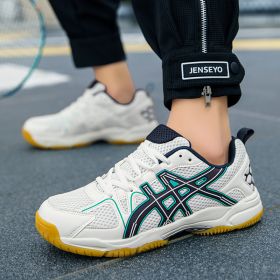 Men's and women's new fashion fashion comfortable badminton shoes anti-slip wear men's sports shoes table tennis shoes (Color: White Blue Moon, size: 43)