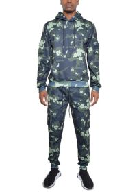 FULL CAMO HOODIE COTTON SWEAT SET (Color: OLIVE, size: S)