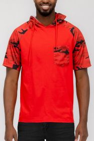 SHORT SLEEV CAMO COLOR BLOCK (Color: RED CAMO, size: 2XL)