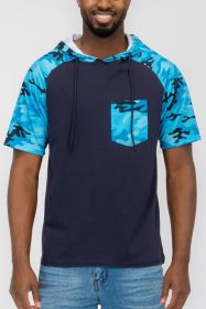 SHORT SLEEV CAMO COLOR BLOCK (Color: BLUE CAMO, size: L)