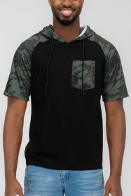 SHORT SLEEV CAMO COLOR BLOCK (Color: GREEN CAMO, size: L)