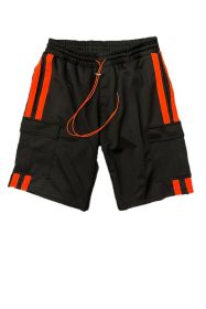 Two Stripe Cargo Pouch Shorts (Color: NAVY WHITE, size: 2XL)