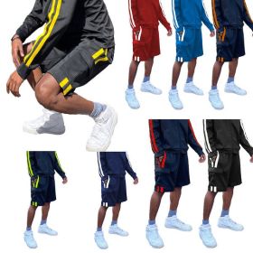 Two Stripe Cargo Pouch Shorts (Color: black lime, size: M)