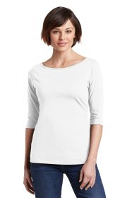 District Women's Perfect Weight 3/4-Sleeve Tee DM107L (Color: Bright White, size: XS)