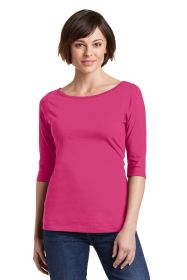 District Women's Perfect Weight 3/4-Sleeve Tee DM107L (Color: Dark Fuchsia, size: XXL)