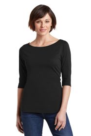 District Women's Perfect Weight 3/4-Sleeve Tee DM107L (Color: Jet Black, size: M)