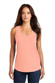 District Women's Perfect Tri Racerback Tank DM138L (Color: Heathered Dusty Peach, size: L)