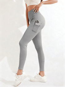 New autumn and winter high waisted, waist cinching, hip lifting fitness yoga pants, warm outdoor running and fitness pants (Color: dark gray, size: M)