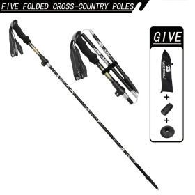 "Professional Adjustable Hiking Sticks - 5-Section Compact Design, Secure Flip-Lock - Men/Women Outdoor Gear" (Color: Black)