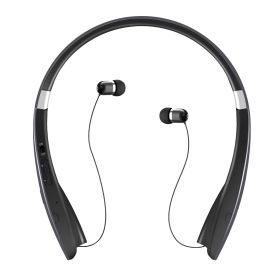 KOCASO Foldable Wireless Headsets Wireless 4.1 Sport Neckband Stereo Headphones Sweatproof Earphones Earbuds w/Mic for Running Hiking Travel (Color: Gun Metal, size: One size)