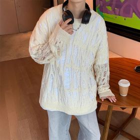 Early Spring Design Hollow Loose Thin Sweater (Option: Apricot-XL)