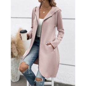 Personality Street Zip Hooded Long Velvet Lining Sweatshirt (Option: Lotus Root Color-XXXXL)